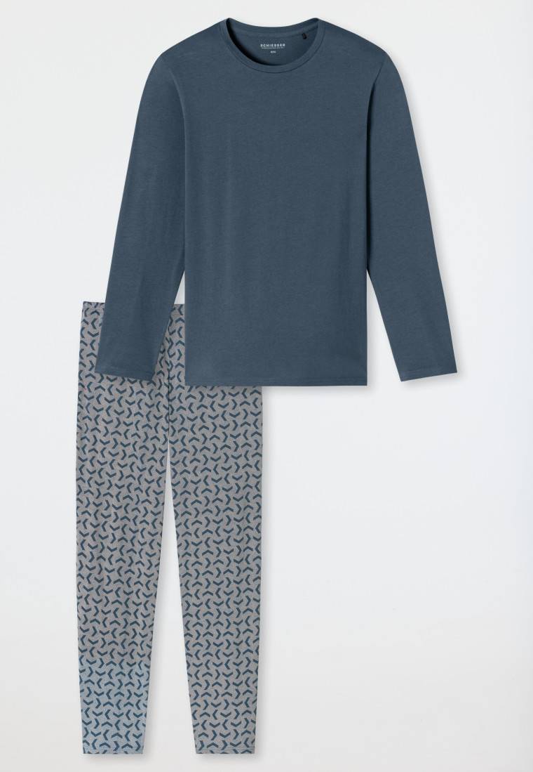 Schiesser Schlafanzug lang jeansblau - Casual Essentials Rabatte dieses Monats