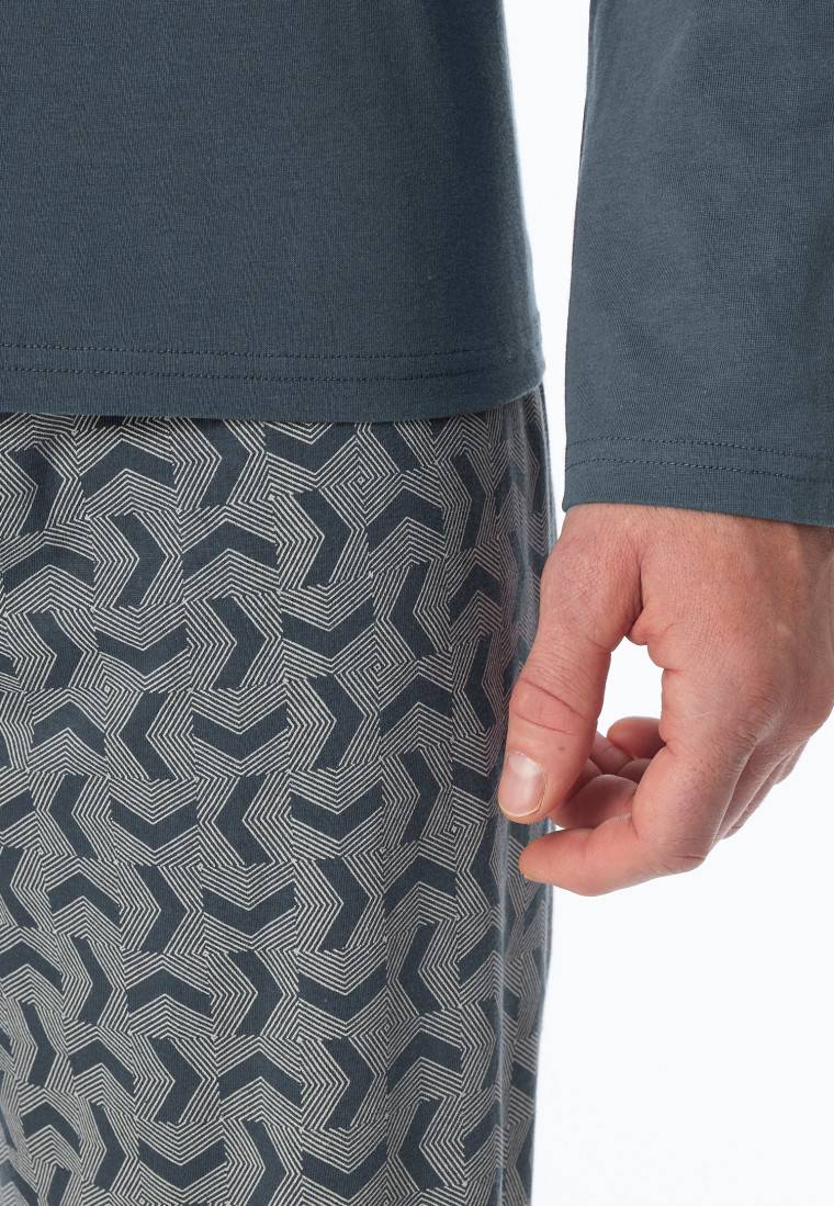 Schiesser Schlafanzug lang jeansblau - Casual Essentials Rabatte dieses Monats