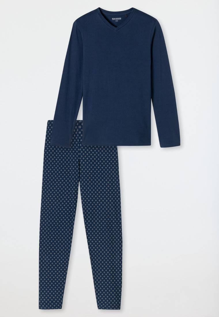 Schiesser Schlafanzug lang V-Ausschnitt admiral - Casual Essentials Outlet