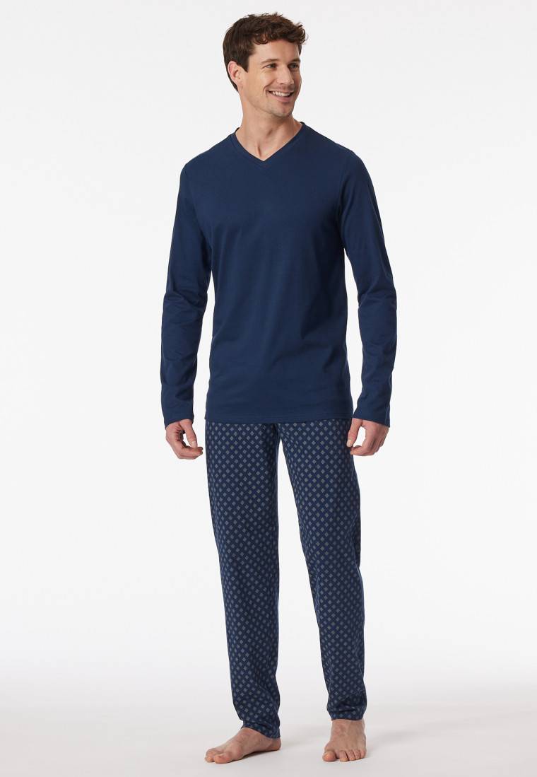 Schiesser Schlafanzug lang V-Ausschnitt admiral - Casual Essentials Outlet