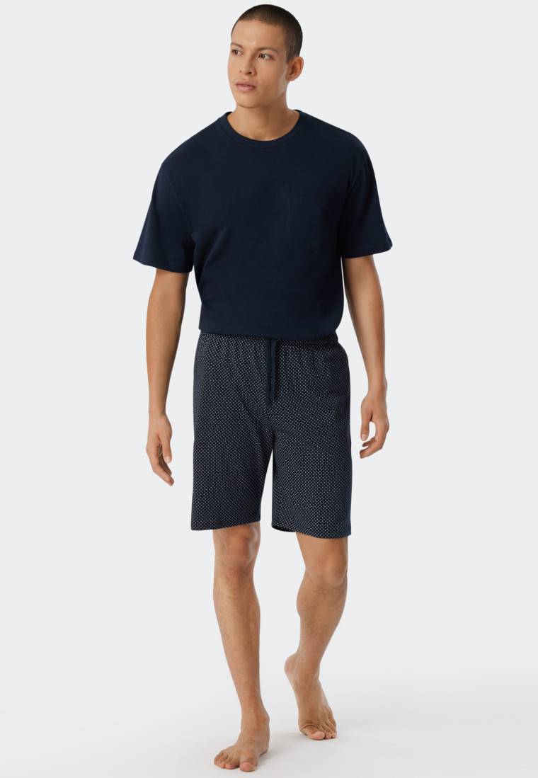 Schiesser Schlafanzug kurz Jersey blau - Ebony Auslauf