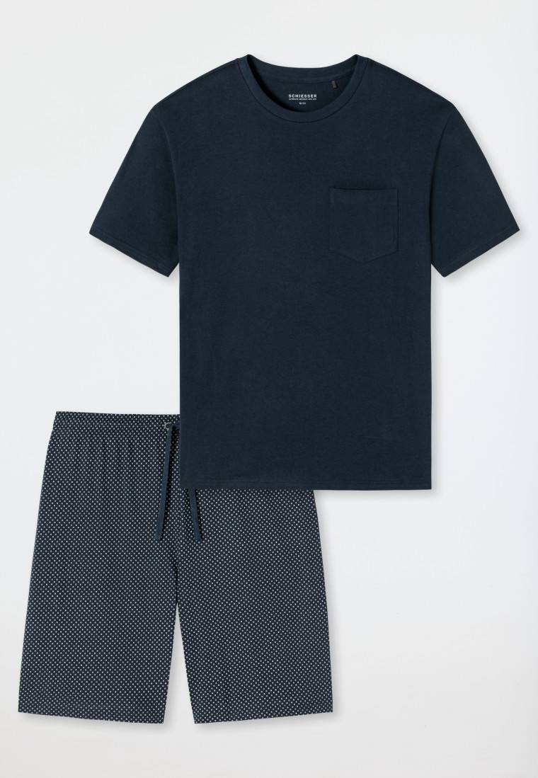 Schiesser Schlafanzug kurz Jersey blau - Ebony Auslauf