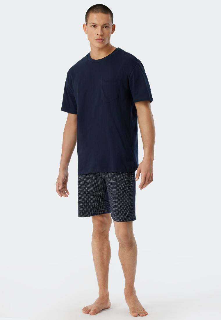 Schiesser Schlafanzug kurz Jersey blau - Ebony Auslauf