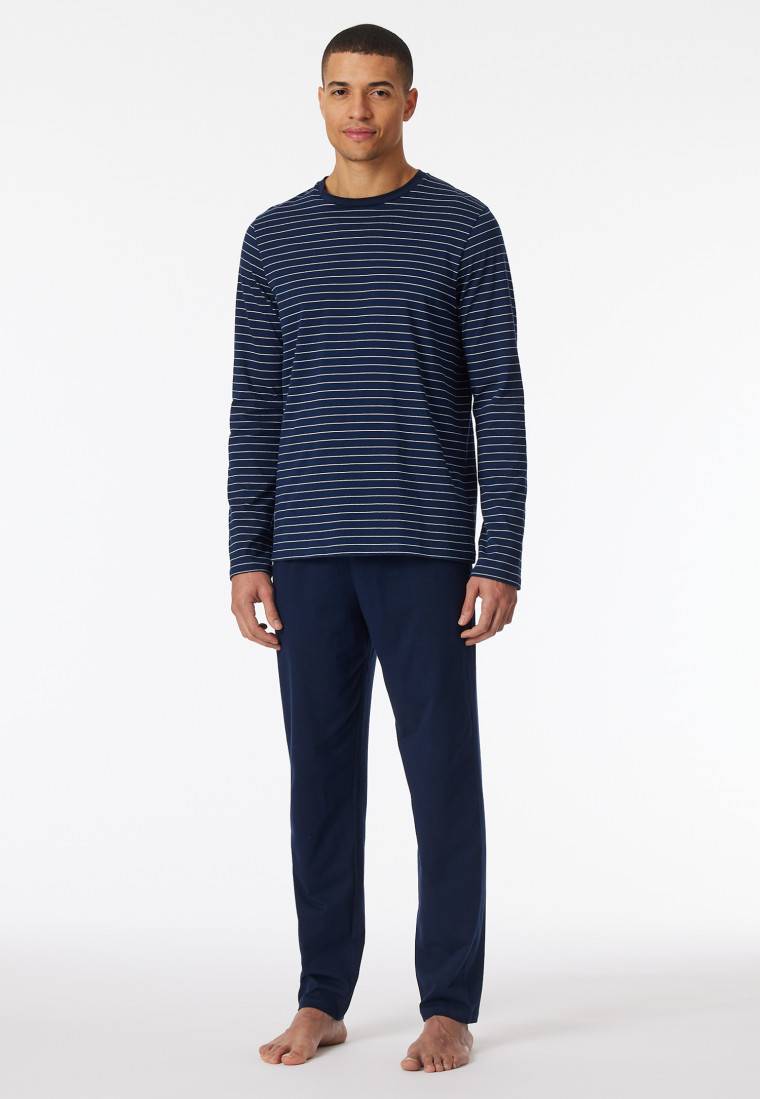 Schiesser Schlafanzug lang Streifen admiral - Casual Essentials Limitierter Zeitrabatt