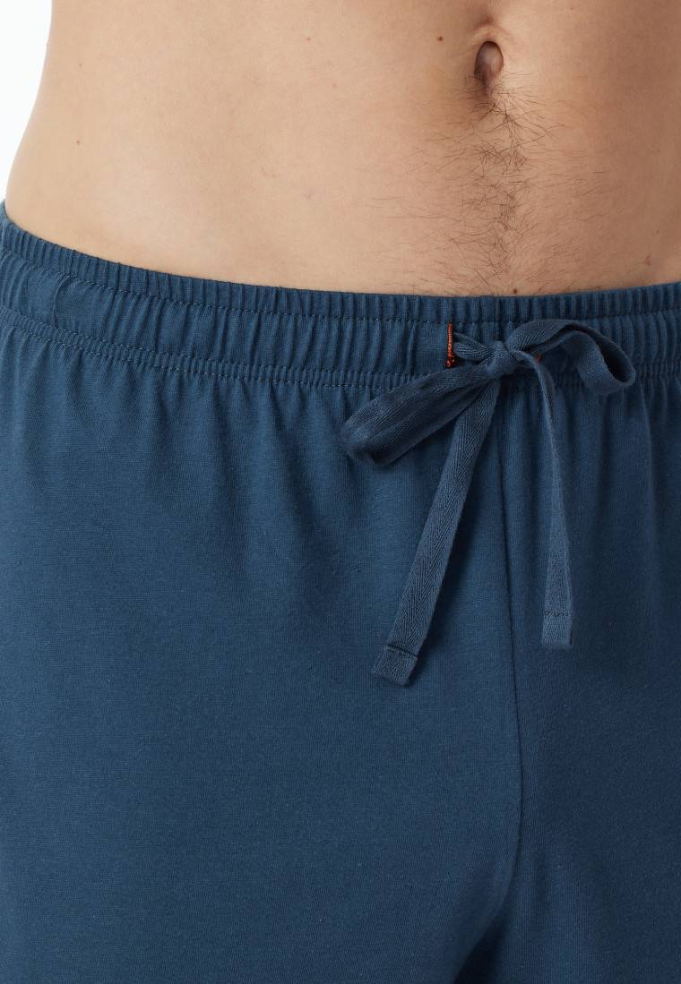 Schiesser Schlafanzug kurz Streifen jeansblau - Casual Nightwear Günstig kaufen