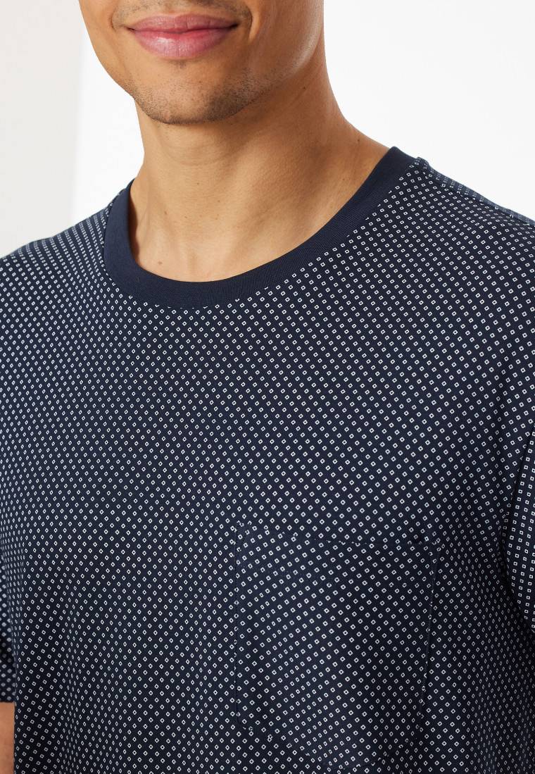 Schiesser Schlafanzug kurz nachtblau gemustert - Comfort Essentials Begrenztes Angebot