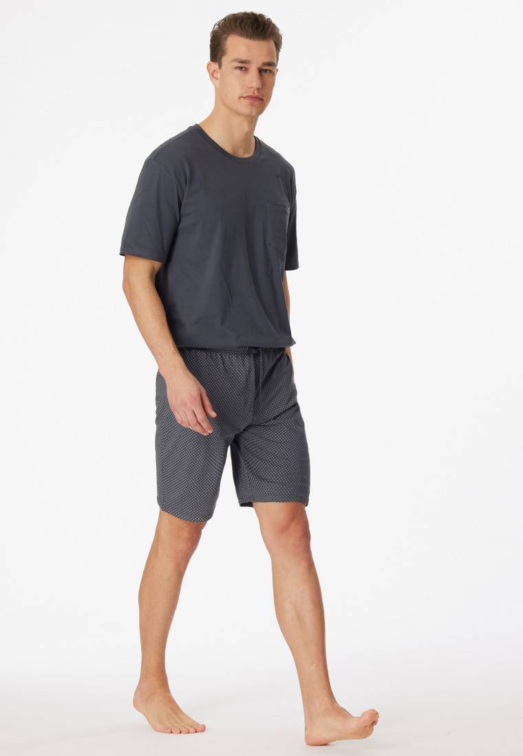 Schiesser Schlafanzug kurz Jersey grau - Ebony Weihnachtsangebot