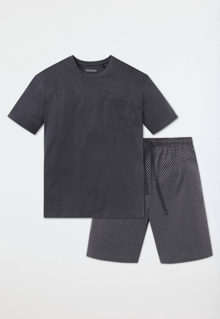 Schiesser Schlafanzug kurz Jersey grau - Ebony Weihnachtsangebot