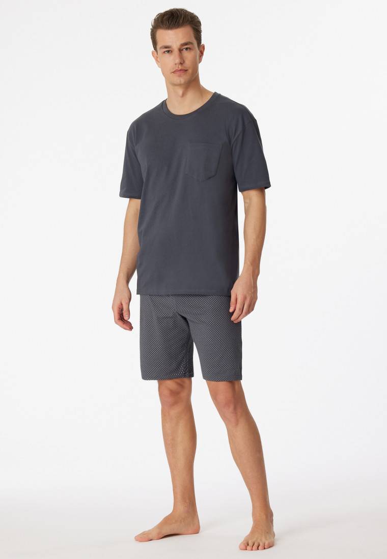 Schiesser Schlafanzug kurz Jersey grau - Ebony Weihnachtsangebot