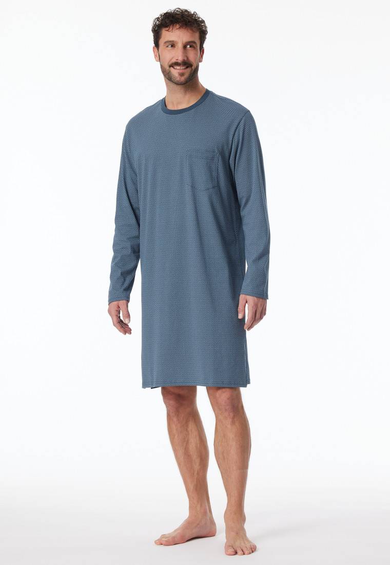 Schiesser Nachthemd langarm blaugrau - Comfort Essentials Heißer Verkauf