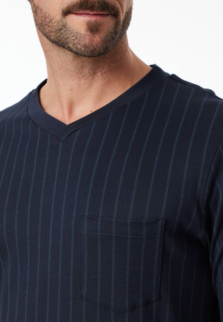 Schiesser Nachthemd langarm Streifen nachtblau - Fine Interlock Top Angebot