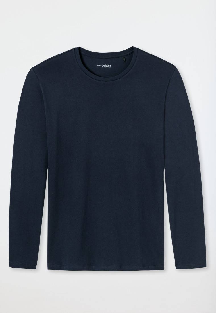 Schiesser Shirt langarm Jersey rundhals dunkelblau - Mix+Relax Online Outlet