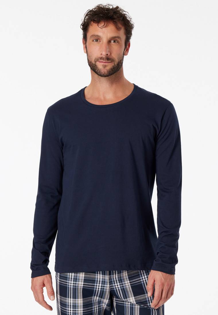 Schiesser Shirt langarm Jersey rundhals dunkelblau - Mix+Relax Online Outlet