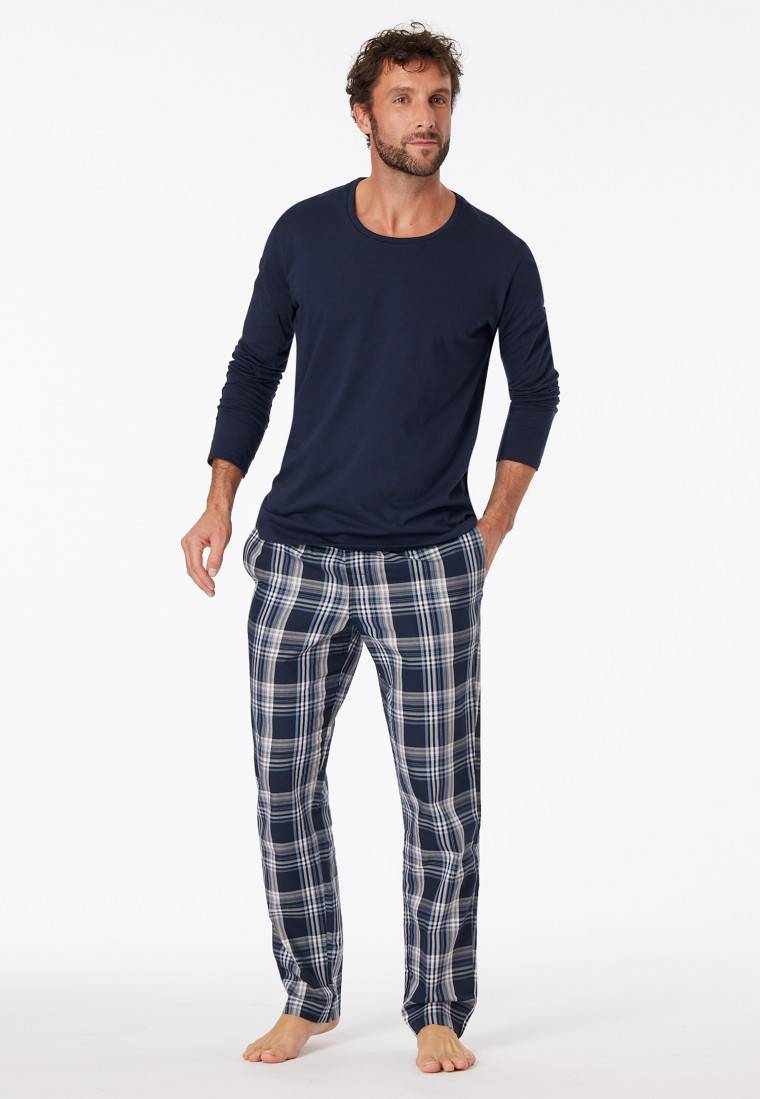 Schiesser Shirt langarm Jersey rundhals dunkelblau - Mix+Relax Online Outlet