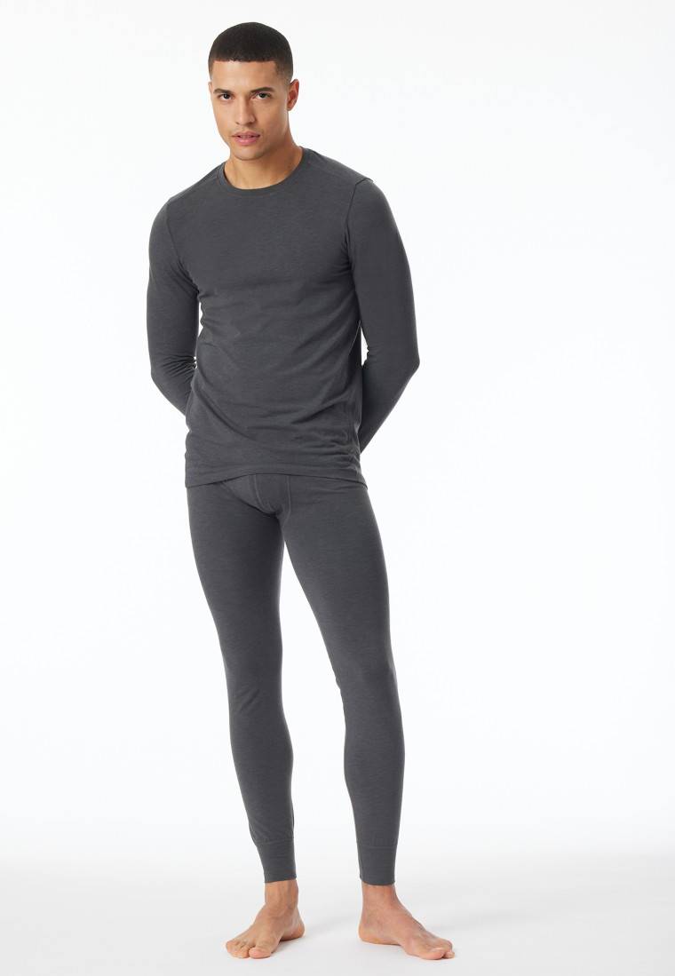 Schiesser Shirt langarm wärmend dunkelgrau meliert - Casual Warming Exklusive Angebote