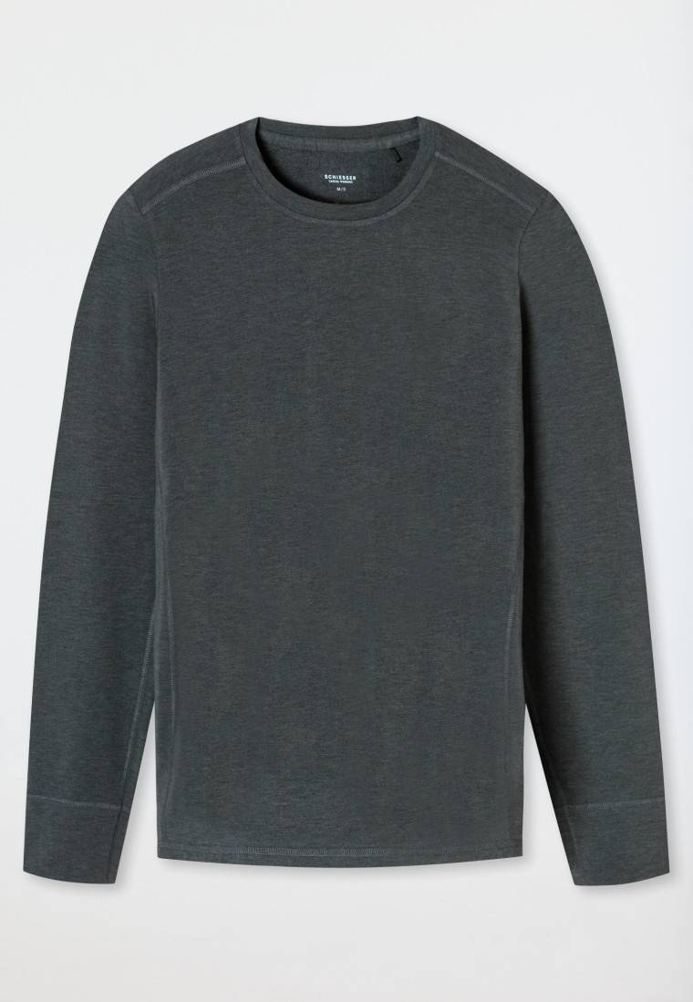 Schiesser Shirt langarm wärmend dunkelgrau meliert - Casual Warming Exklusive Angebote