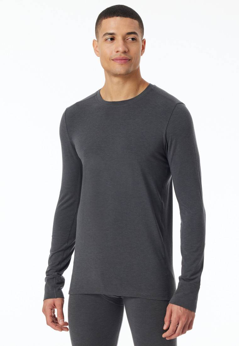 Schiesser Shirt langarm wärmend dunkelgrau meliert - Casual Warming Exklusive Angebote