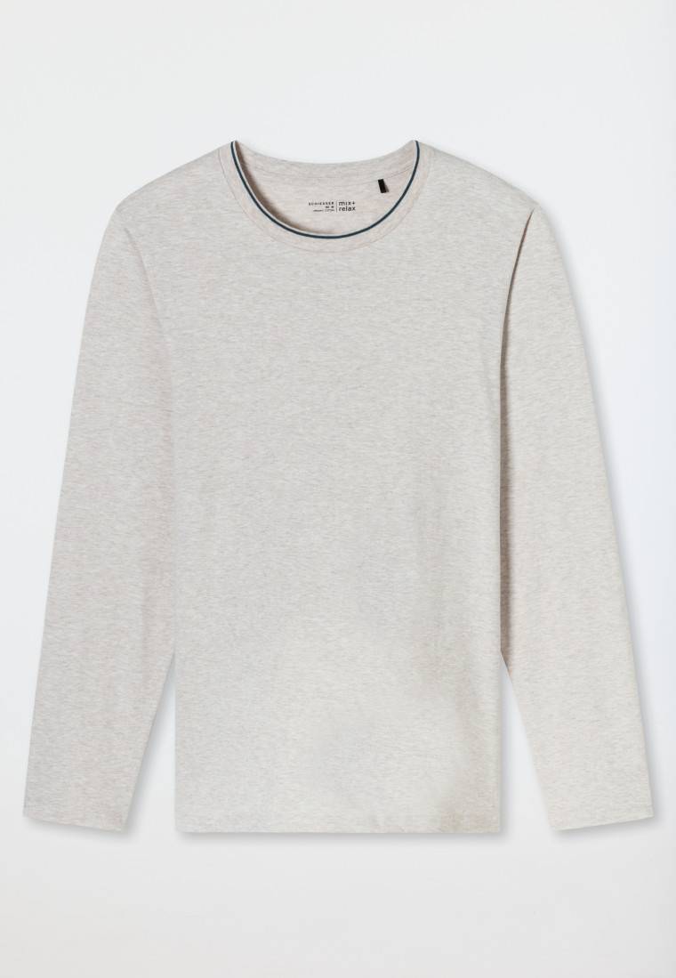 Schiesser Shirt langarm beige meliert - Mix+Relax Räumungsverkauf