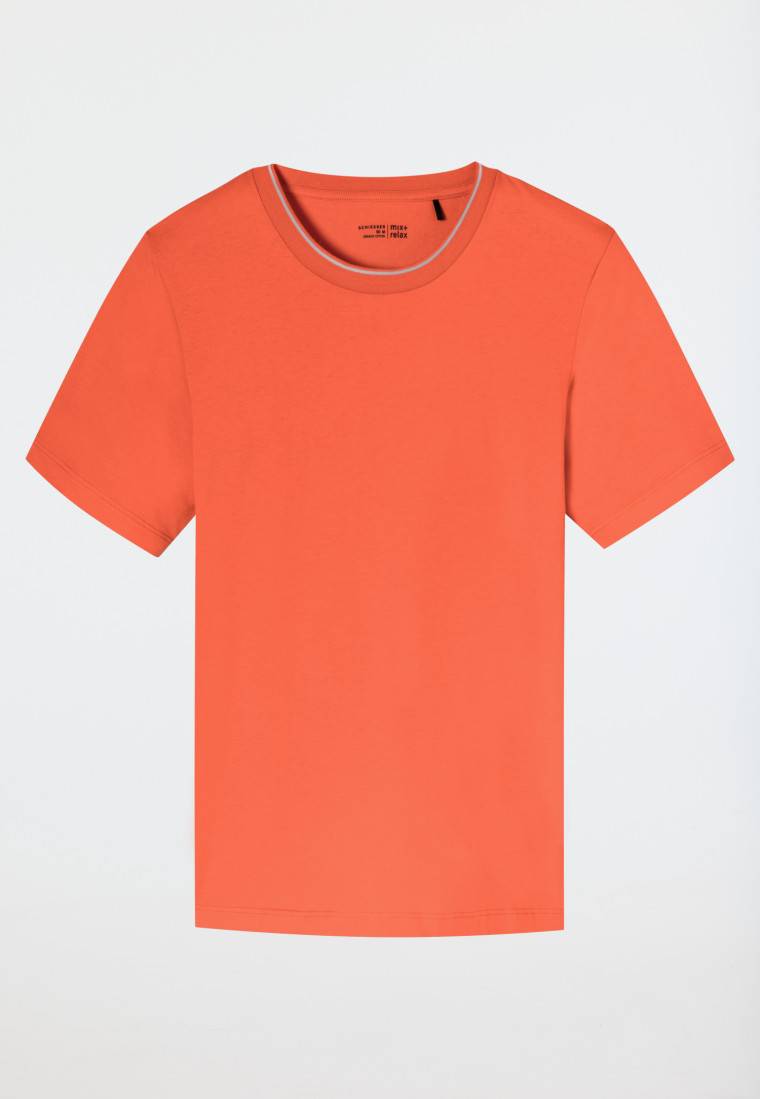 Schiesser Shirt kurzarm Organic Cotton Streifen orange - Mix+Relax Tägliche Deals