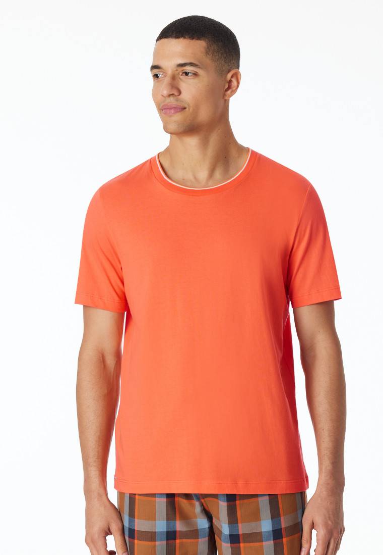 Schiesser Shirt kurzarm Organic Cotton Streifen orange - Mix+Relax Tägliche Deals