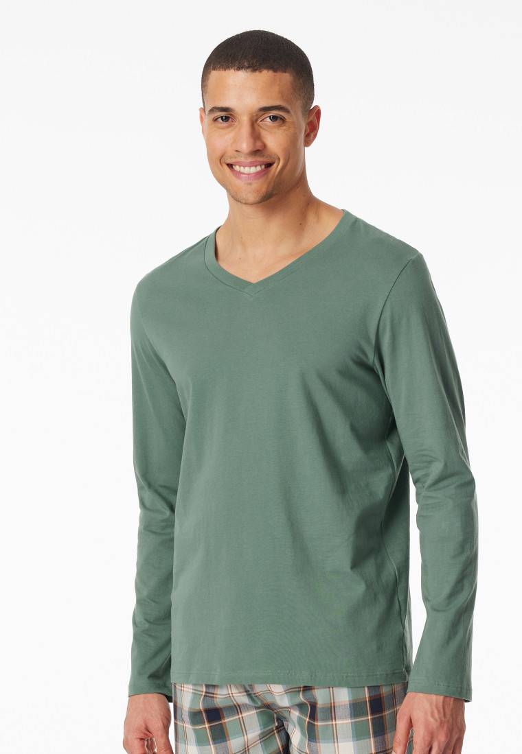 Schiesser Shirt langarm V-Ausschnitt grün - Mix+Relax Riesige Ersparnisse