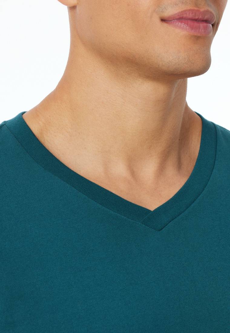 Schiesser Shirt langarm V-Ausschnitt petrol - Mix+Relax Super Sparpreis
