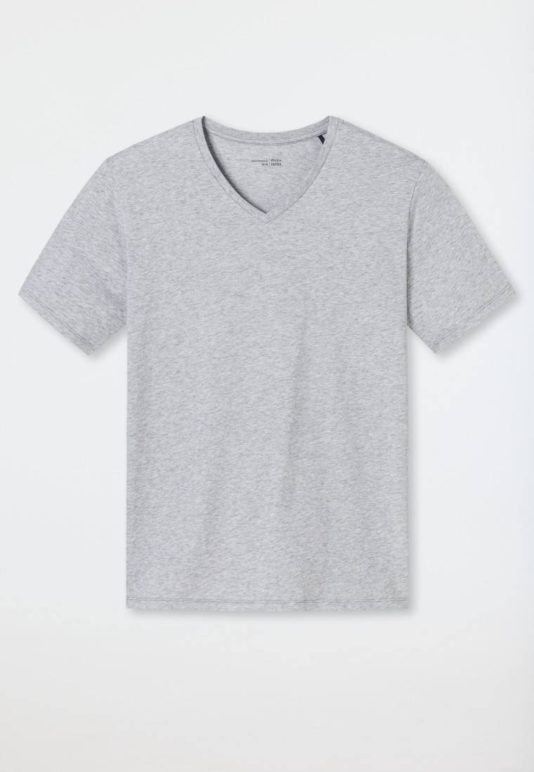 Schiesser Shirt kurzarm V-Ausschnitt grau-meliert - Mix+Relax Wochenangebot