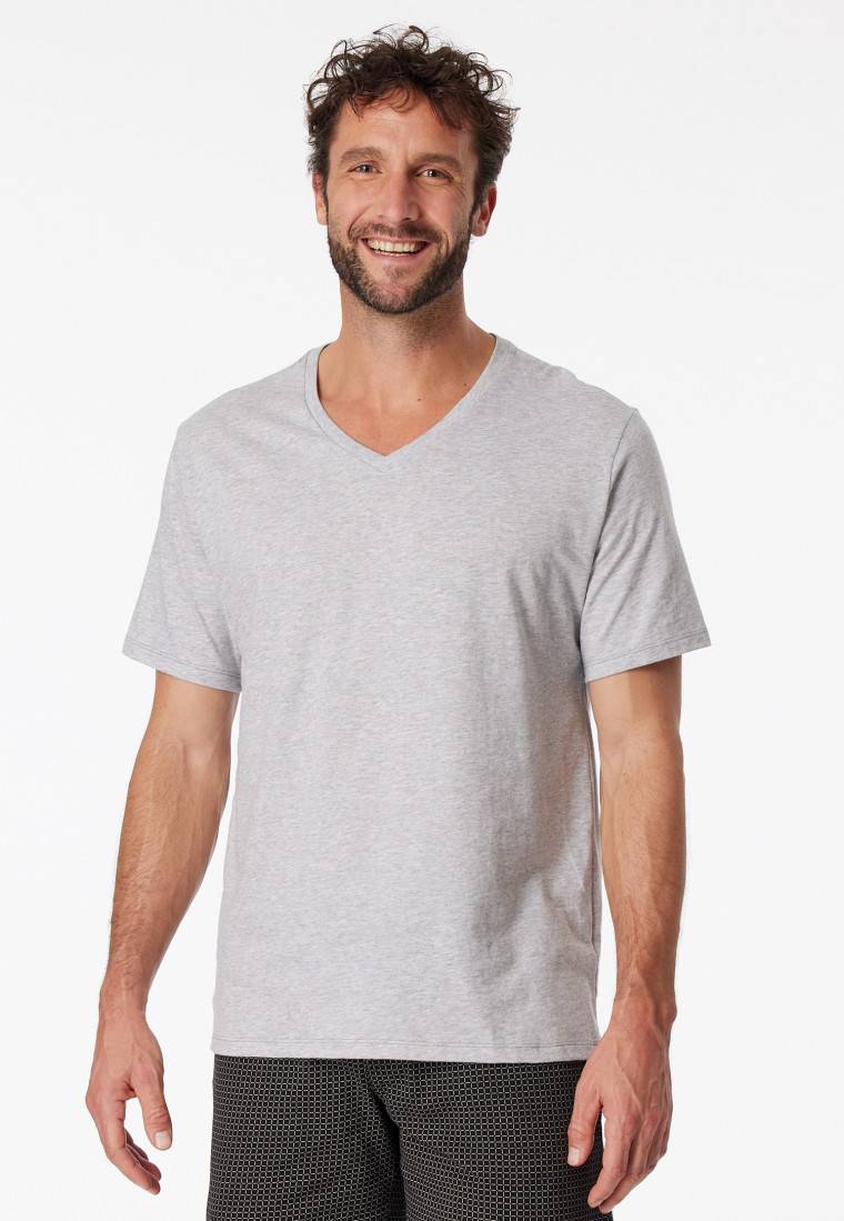 Schiesser Shirt kurzarm V-Ausschnitt grau-meliert - Mix+Relax Wochenangebot
