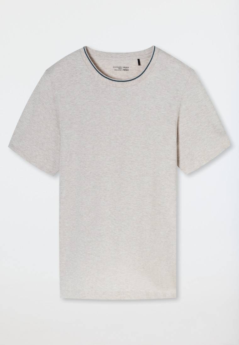 Schiesser Shirt kurzarm Organic Cotton Streifen beige-meliert - Mix+Relax Kostenlose Rückgabe