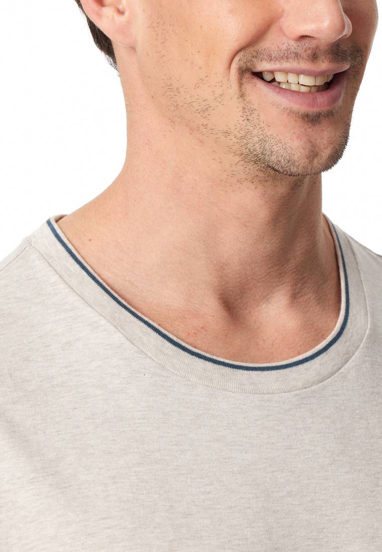 Schiesser Shirt kurzarm Organic Cotton Streifen beige-meliert - Mix+Relax Kostenlose Rückgabe