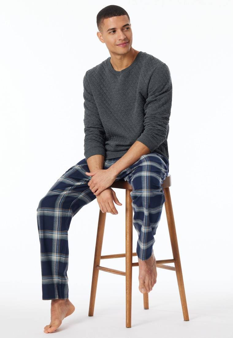Schiesser Sweatshirt dunkelgrau gemustert - Mix+Relax Begrenzte Freigabe