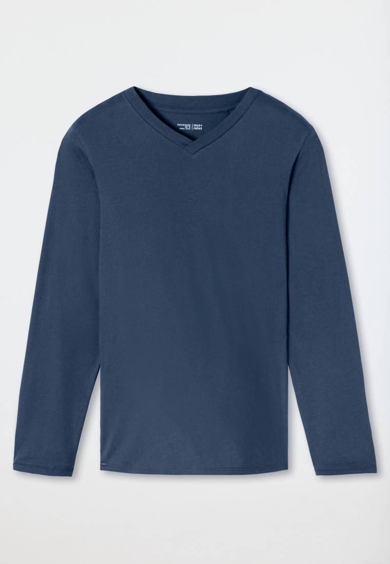 Schiesser Shirt langarm V-Ausschnitt royal - Mix+Relax JETZT KAUFEN