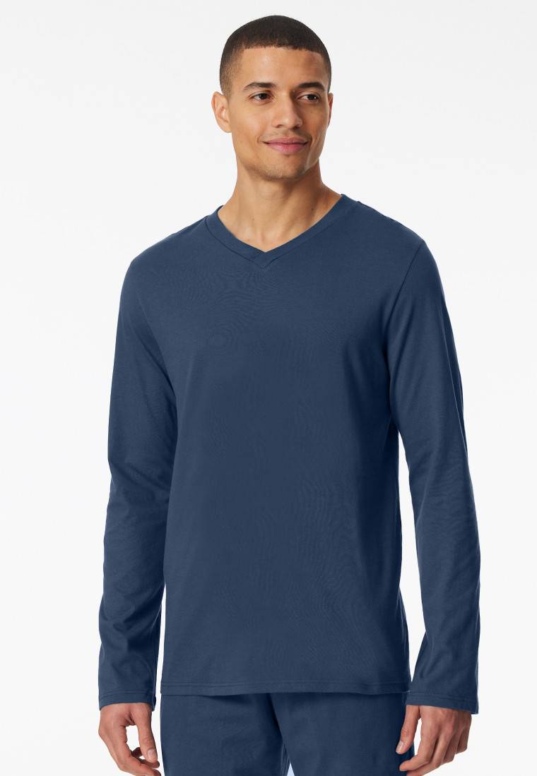 Schiesser Shirt langarm V-Ausschnitt royal - Mix+Relax JETZT KAUFEN