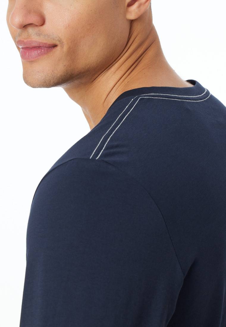 Schiesser Shirt langarm V-Ausschnitt nachtblau - Mix+Relax Neueste Stile