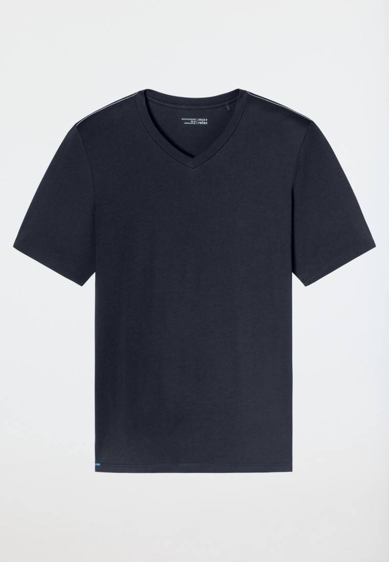 Schiesser Shirt kurzarm V-Ausschnitt nachtblau - Mix+Relax Bis zu 50% Rabatt