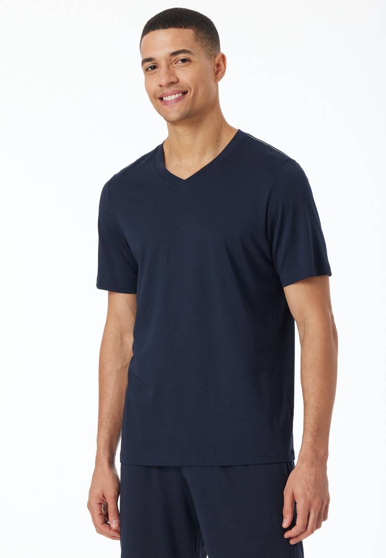 Schiesser Shirt kurzarm V-Ausschnitt nachtblau - Mix+Relax Bis zu 50% Rabatt