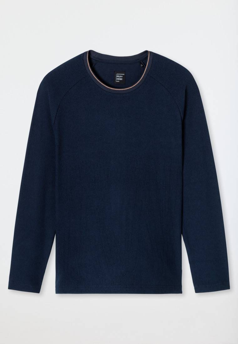 Schiesser Shirt langarm Doppelripp nachtblau - Mix+Relax Bis zu 65% Rabatt