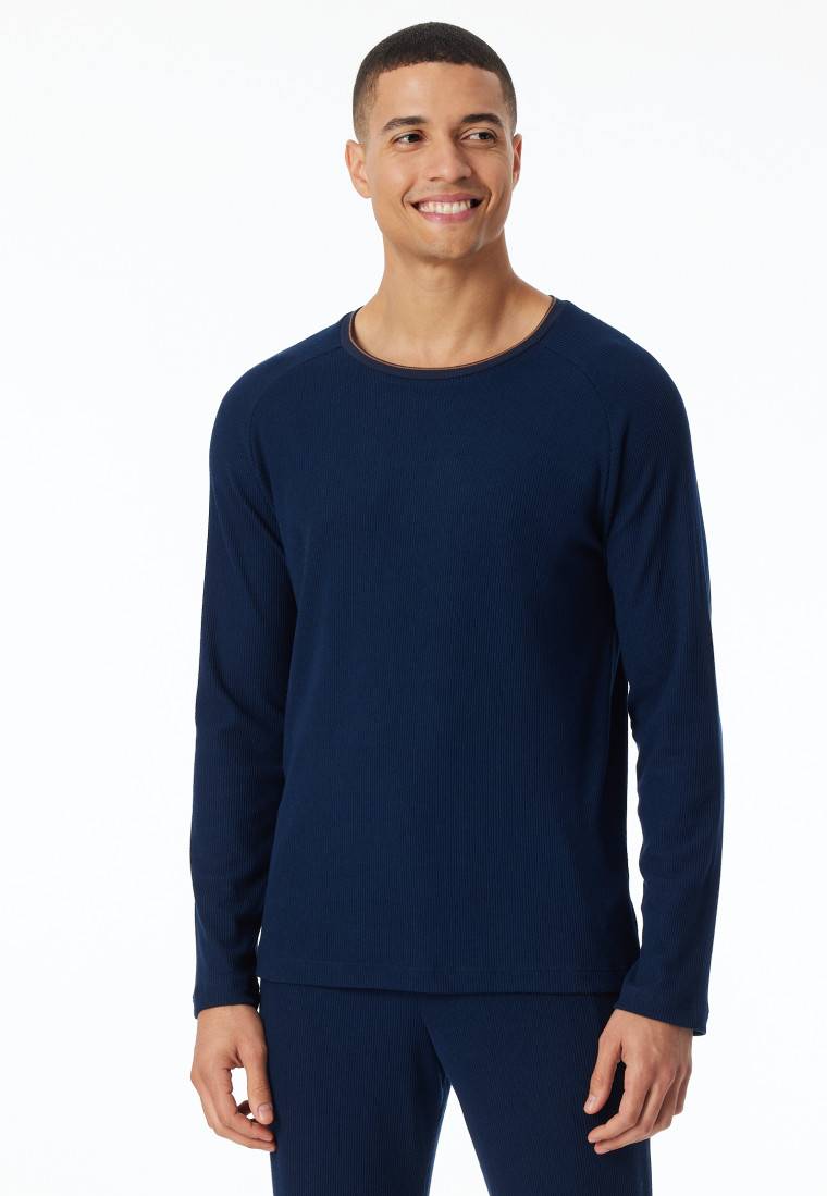 Schiesser Shirt langarm Doppelripp nachtblau - Mix+Relax Bis zu 65% Rabatt