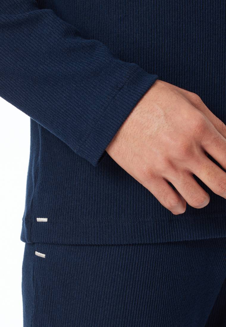 Schiesser Shirt langarm Doppelripp nachtblau - Mix+Relax Bis zu 65% Rabatt
