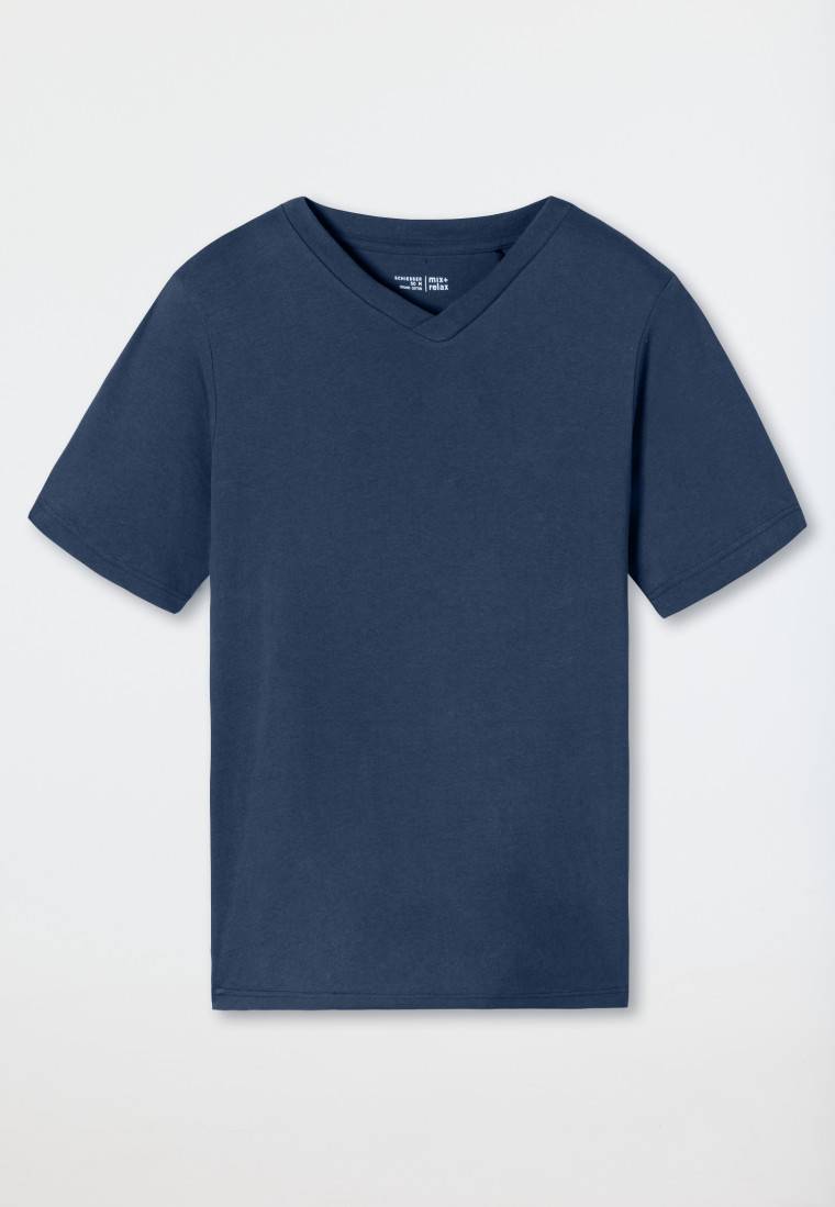 Schiesser Shirt kurz arm V-Ausschnitt royal - Mix+Relax Nur für heute