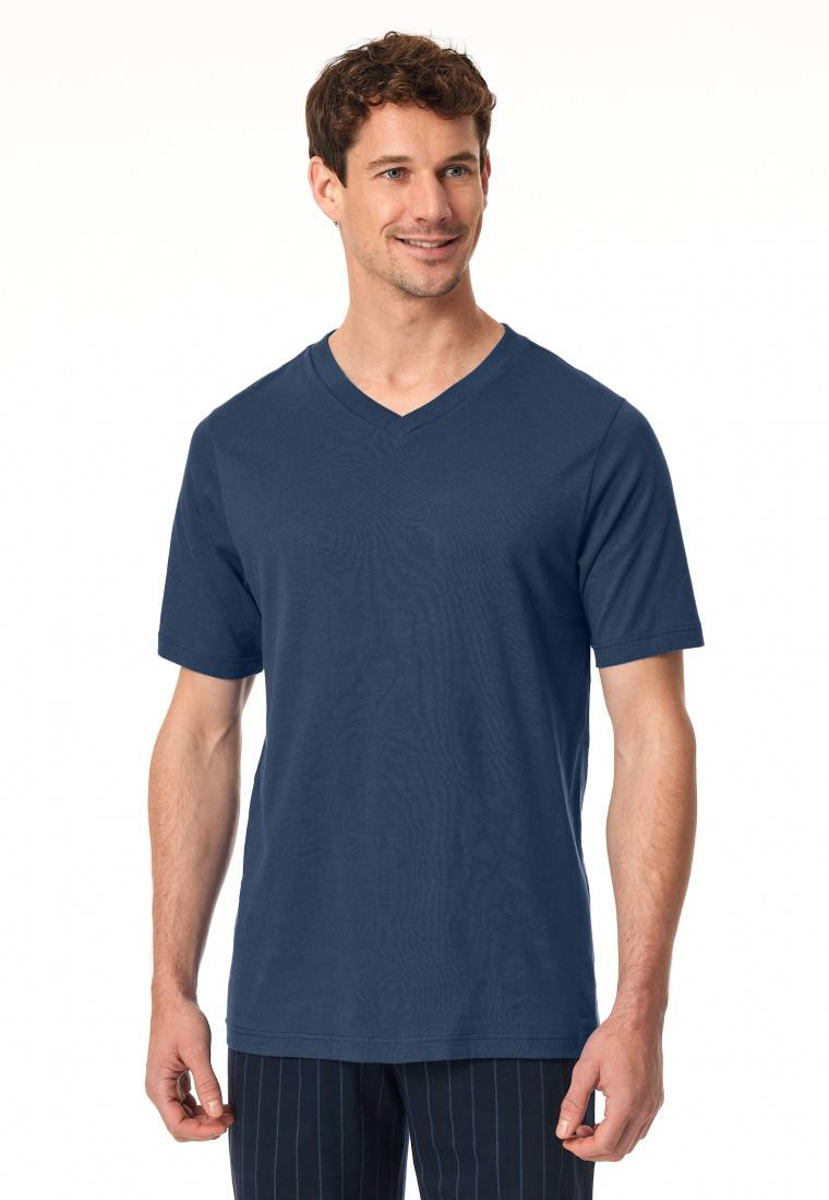 Schiesser Shirt kurz arm V-Ausschnitt royal - Mix+Relax Nur für heute