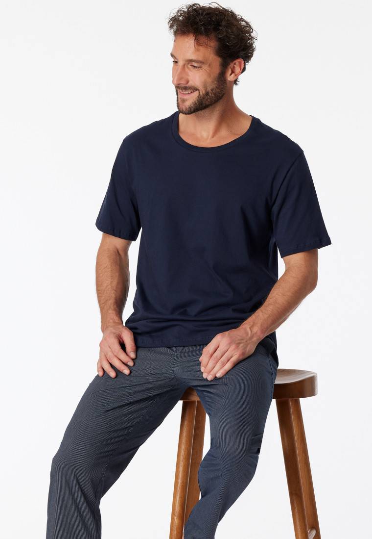 Schiesser Shirt kurzarm Jersey rundhals dunkelblau - Mix+Relax Vierteljährliche Förderung