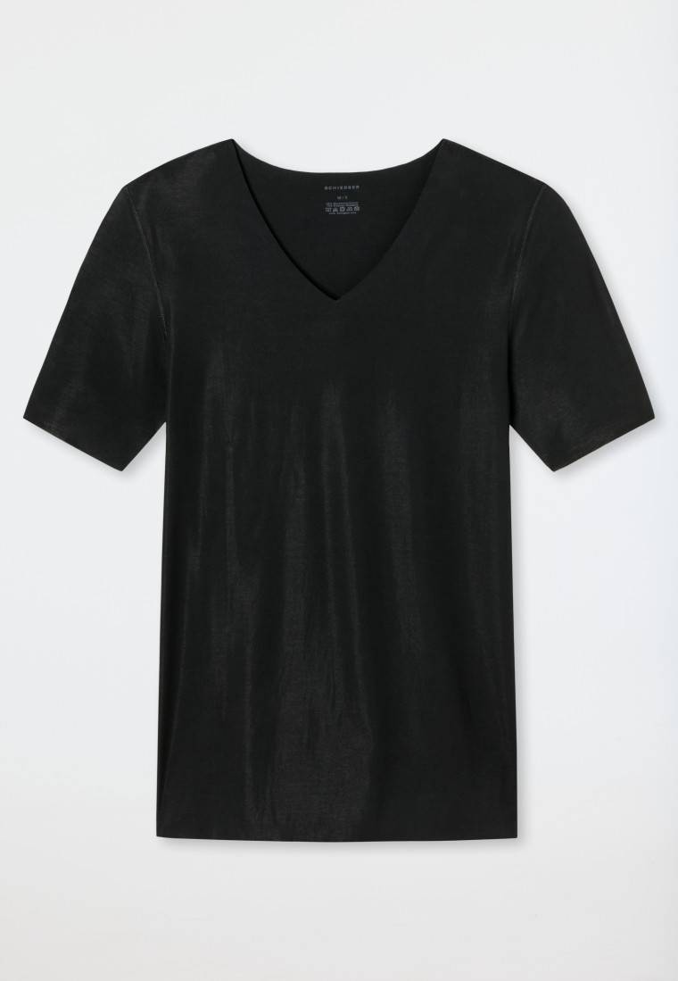 Schiesser Shirt Interlock seamless kurzarm V-Ausschnitt schwarz - Laser Cut Bis zu 55% Rabatt