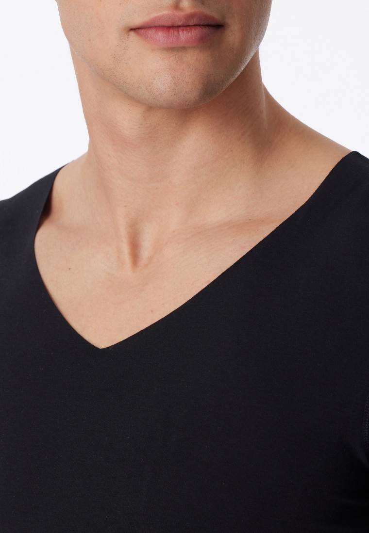 Schiesser Shirt Interlock seamless kurzarm V-Ausschnitt schwarz - Laser Cut Bis zu 55% Rabatt