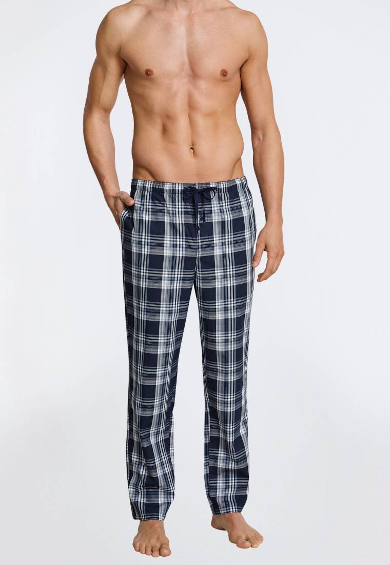 Schiesser Loungehose lang Webware dunkelblau-gemustert - Mix+Relax Riesige Rabatte