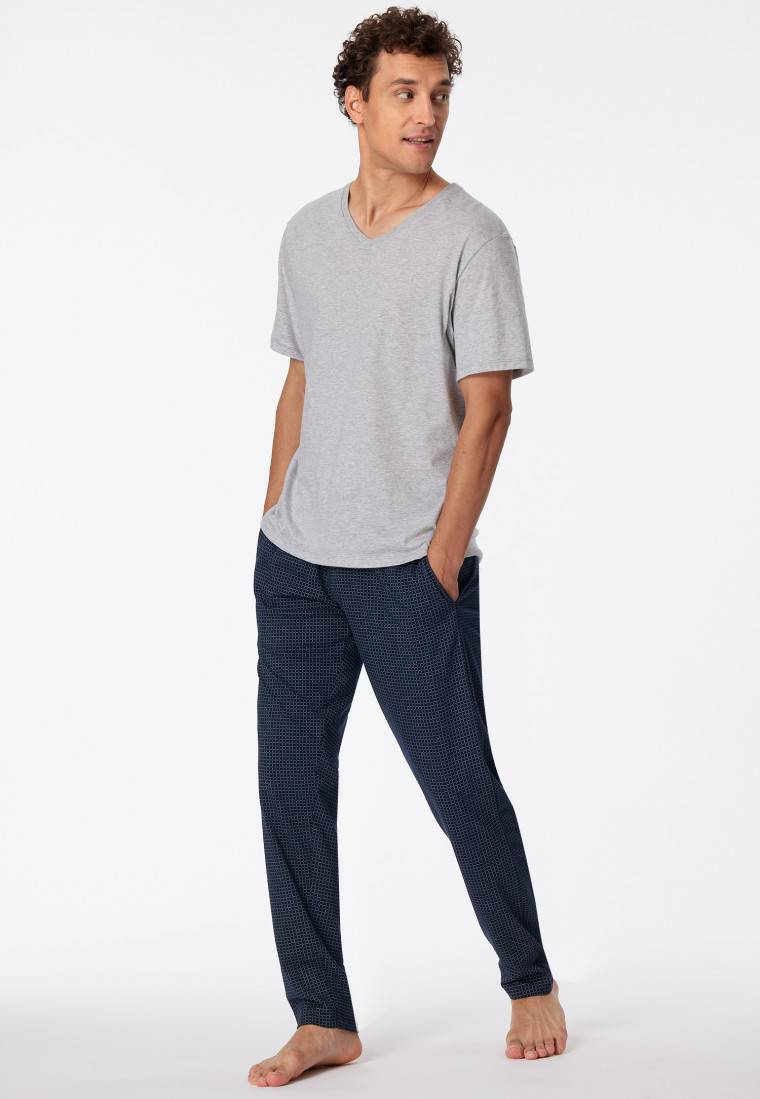 Schiesser Loungehose lang Jersey dunkelblau-gemustert - Mix+Relax 50% Rabatt mit kostenlosem Versand