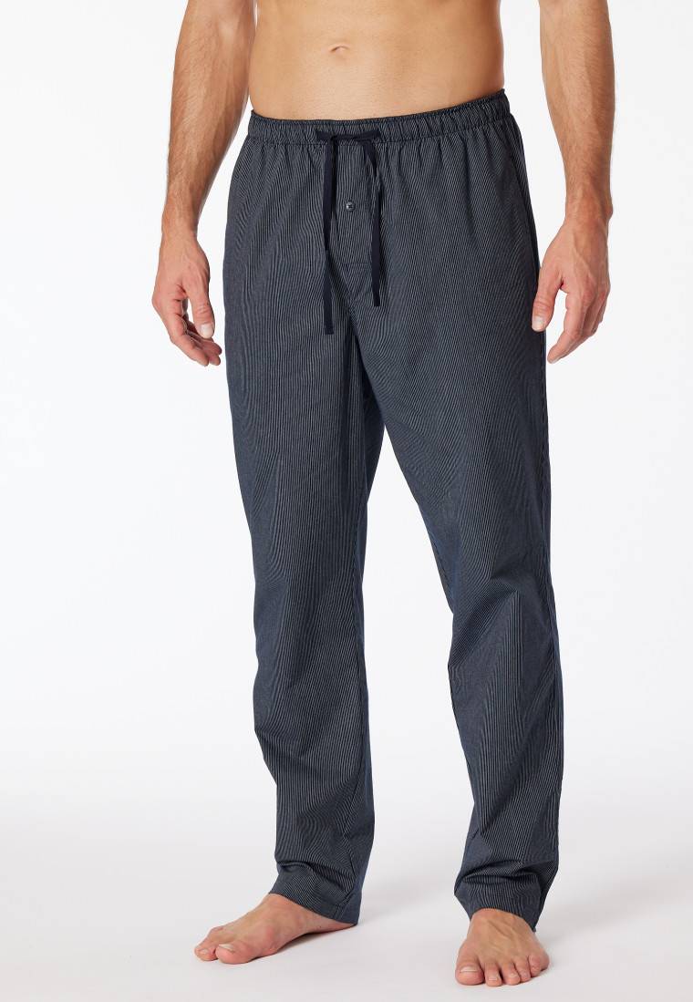 Schiesser Loungehose lang Webware dunkelblau gestreift - Mix+Relax Kostenloser Versand international