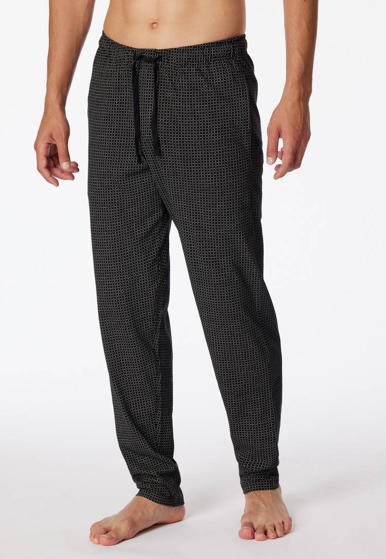 Schiesser Loungehose lang Jersey schwarz gemustert - Mix+Relax Fabrikladen