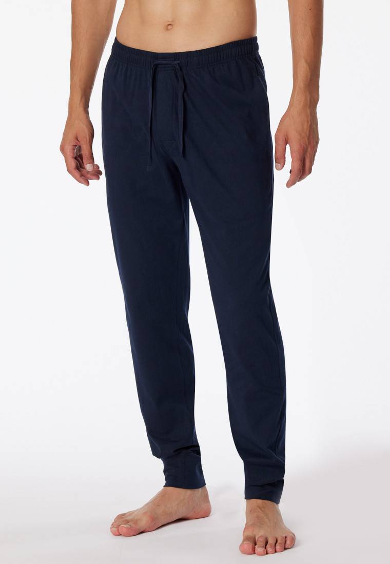 Schiesser Loungehose lang Jersey Bündchen dunkelblau - Mix+Relax Black Friday Preise