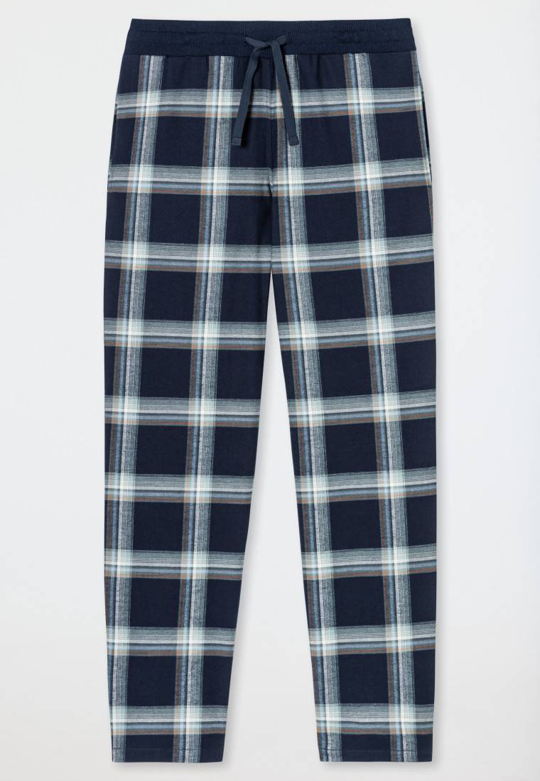 Schiesser Hose lang Flanell Karos nachtblau - Mix+Relax 50% Rabatt für begrenzte Zeit